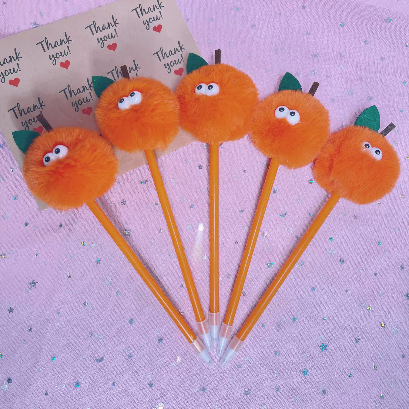 Wholesale Orange Hair Ball Plastic Ballpoint Pen