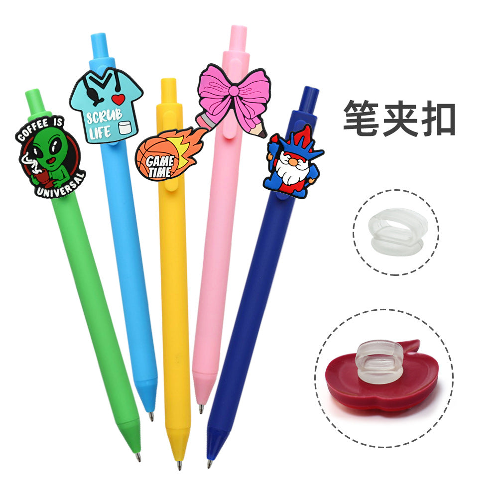 Wholesale 500pcs PVC Pen Clip Accessory For DIY Ballpoint Pens Transparent Anti Lost Design Student Stationery Charm