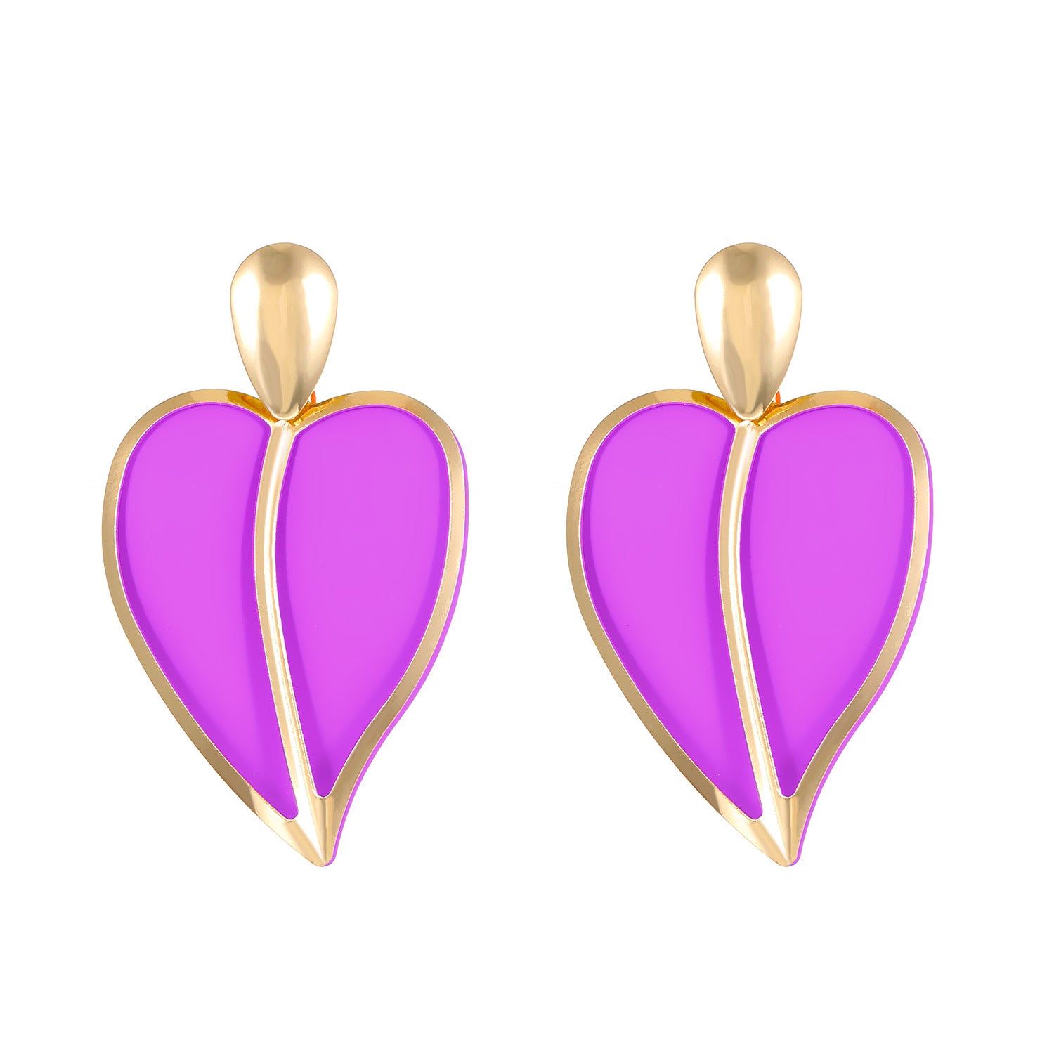 Wholesale Colorful Spray Painting Love Droplet Double Layer Alloy Earrings
