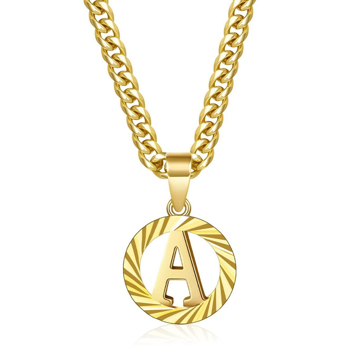 Wholesale Hollow-out 26 gold letter necklace