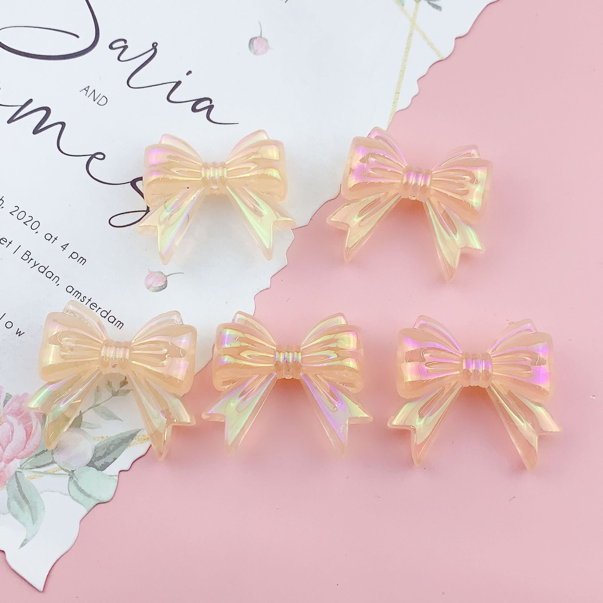 Wholesale 10pcs Colored jelly colored butterfly bow acrylic beads