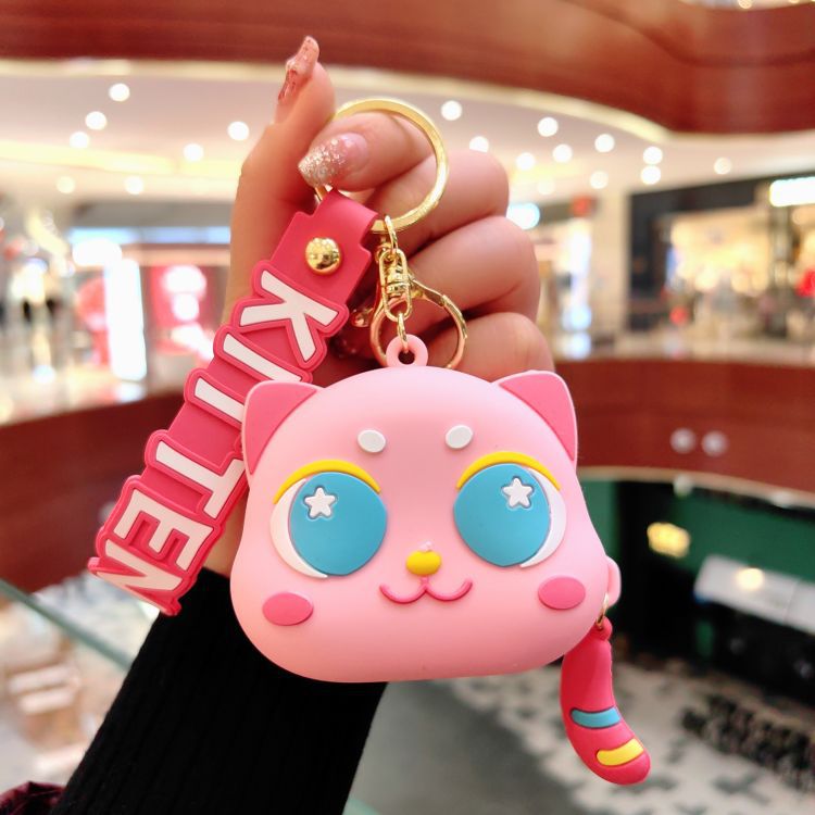 Wholesale Cute Big Eyed Cat Zero Wallet Silicone Keychain