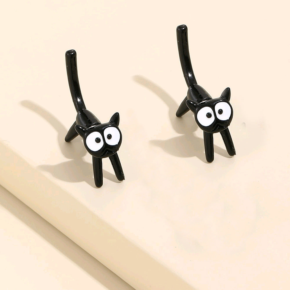 Wholesale 2pairs/pack Cute Kitten Simple Detachable Earrings