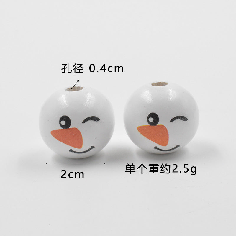 Wholesale 10PCS Christmas 20mm Snowman Wooden Beads Christmas Tree