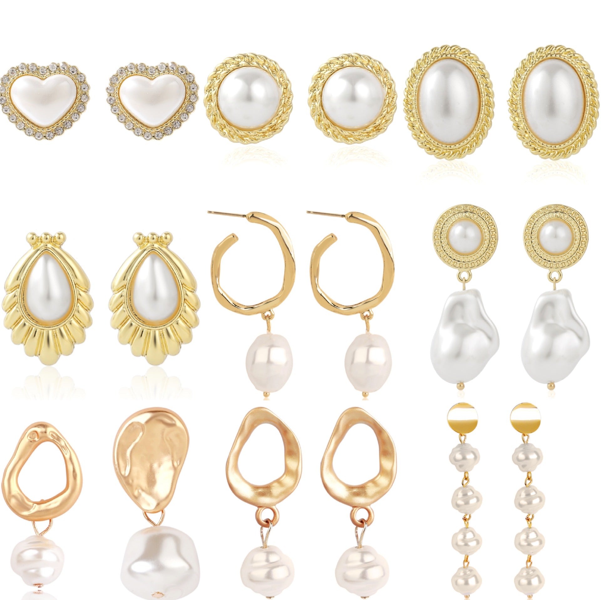Wholesale Baroque-style long earrings with irregular pearls