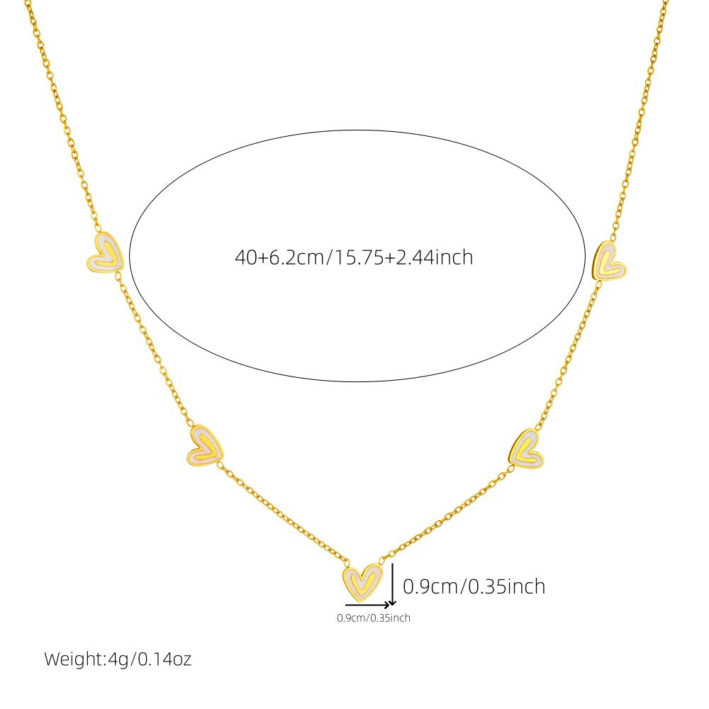 Wholesale Golden white shell heart-shaped stainless steel jewelry set