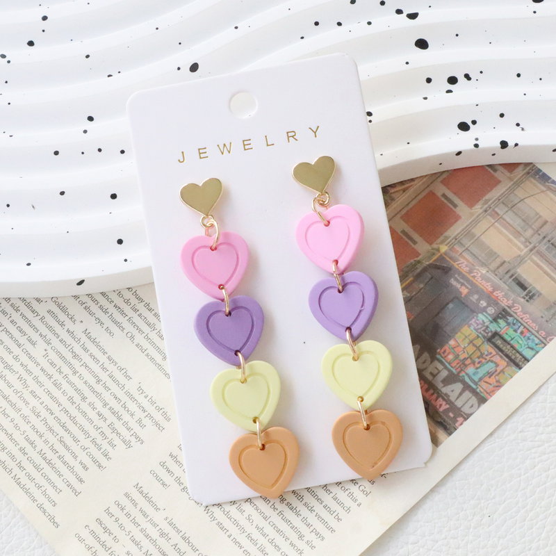 Wholesale Valentine' s Day Long Heart Colorful Acrylic Earrings