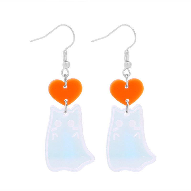 Wholesale Trendy  Earrings Exaggerated Resin Skull Pumpkin  Web Dangle Earrings Party Jewelry Accessory