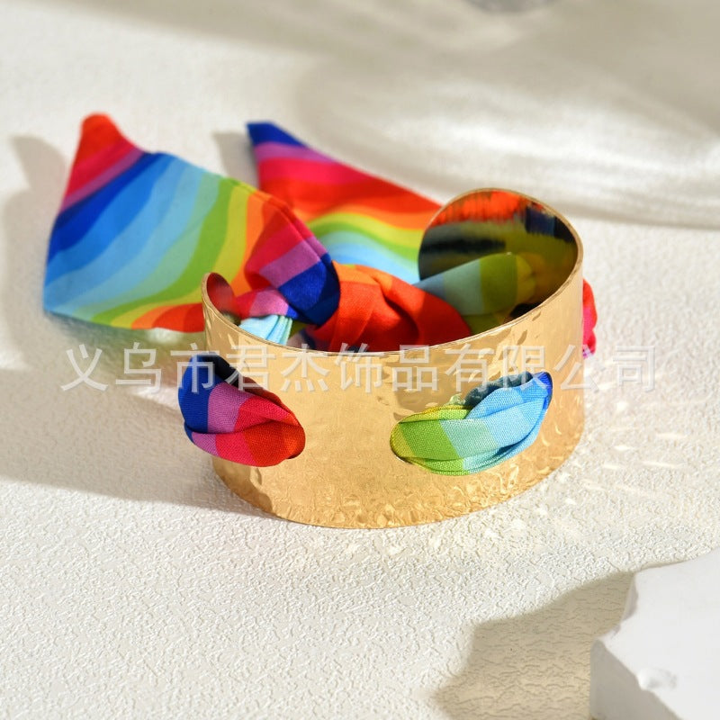 Wholesale Rainbow f heart metal irregular bracelet