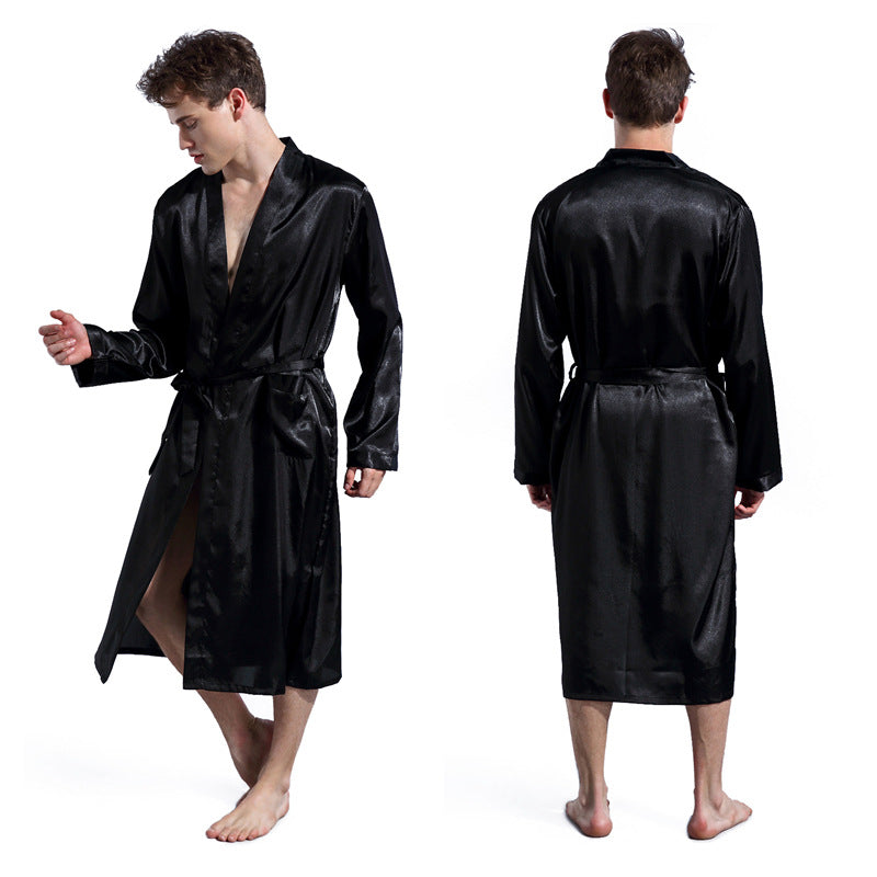 Wholesale Men's Solid Color Robe Cardigan Nightgown