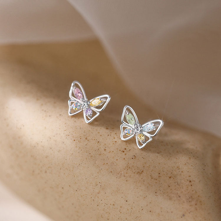Wholesale 925 Sterling Silver Zircon Butterfly Earrings