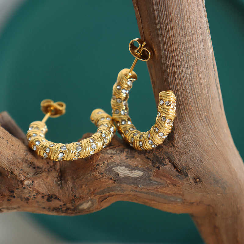 Wholesale Niche New Diamond Inlaid Fashion Gold Plated Earring