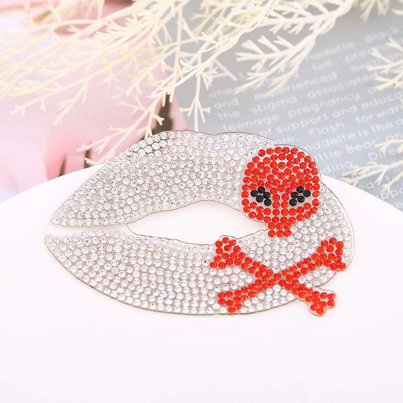 Wholesale 10pcs Water Diamond Red Lips Bear Embroidery DIY Patches