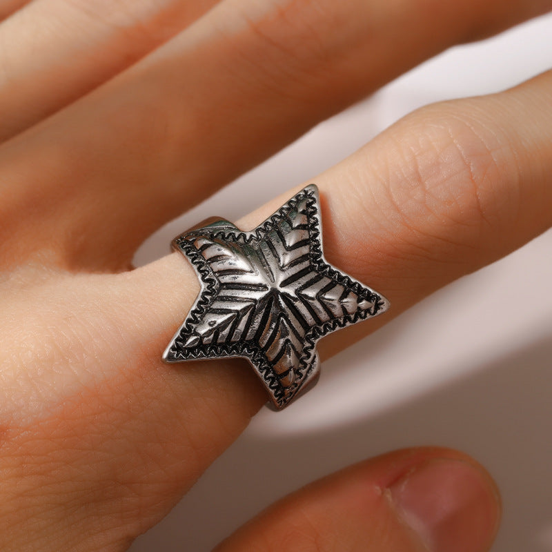 Wholesale Vintage Five-pointed Star Open Alloy Ring