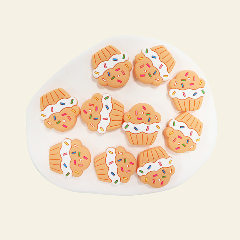 Wholesale 10pcs/pack cute little cake beaded pen beads silicone decorative accessories DIY beads