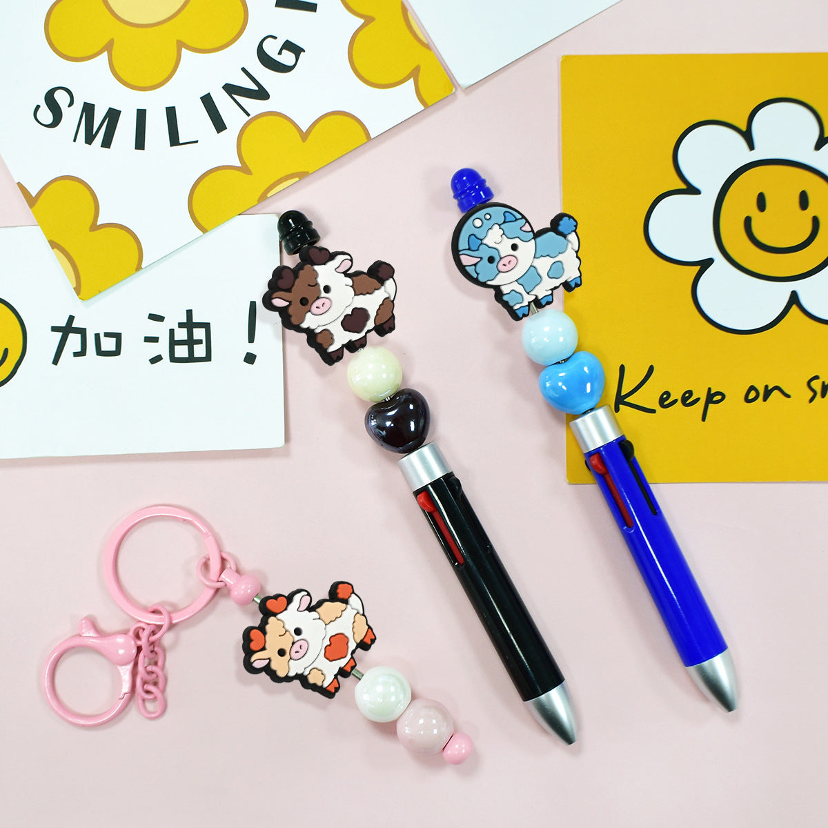 Wholesale   Random 100pcs/pack Colorful Cow Series Beads   Focal Beads