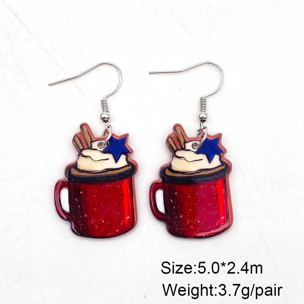Wholesale American Independence Day Coffee Cup Acrylic Earrings