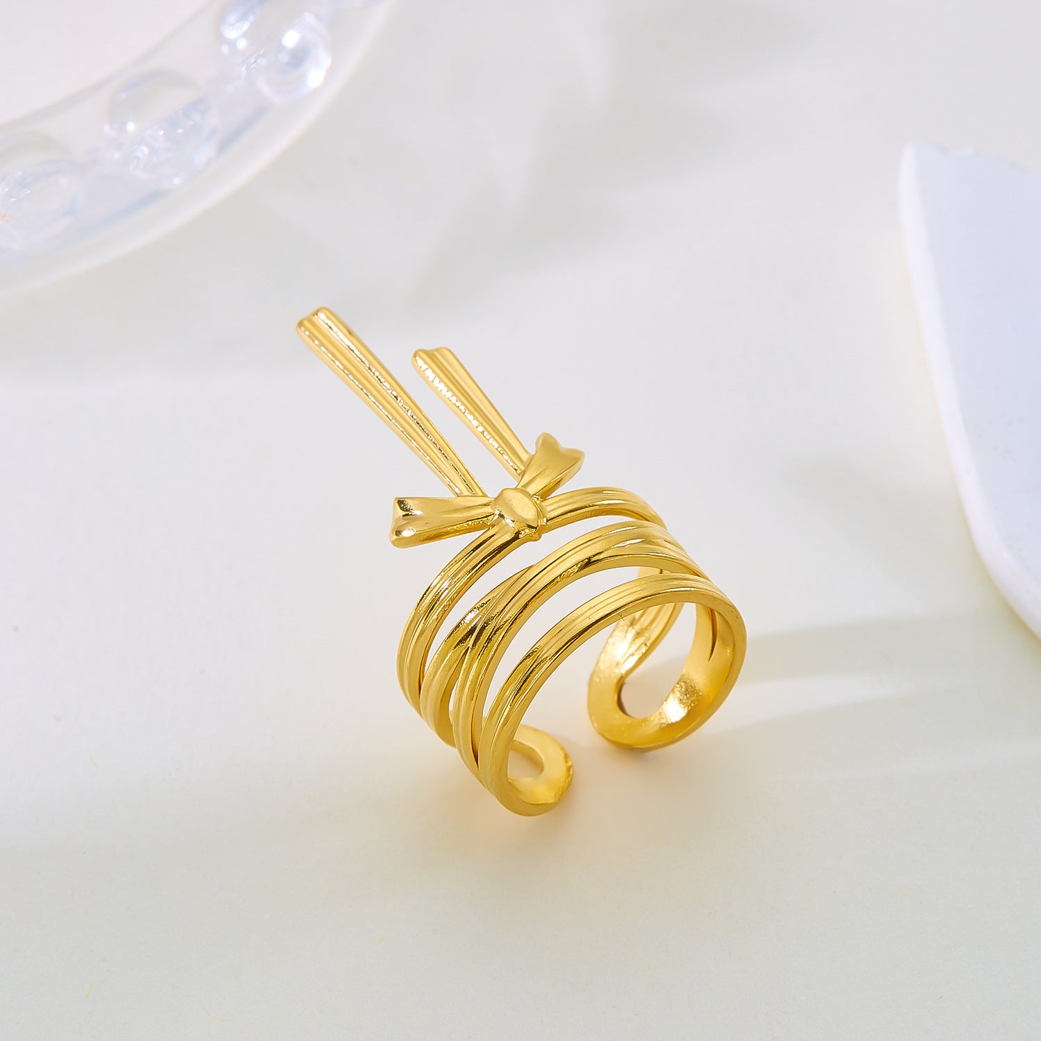 Wholesale Real gold electroplated non-fading butterfly shell starfish versatile ring