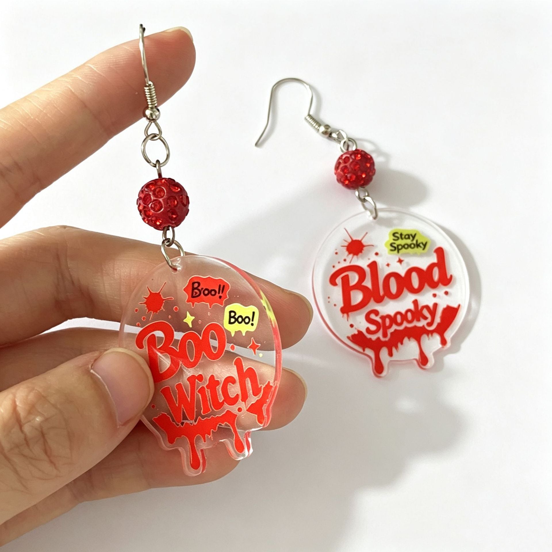 Wholesale  Red Letter Print Acrylic Earrings Quirky Fashion Jewelry Accessory