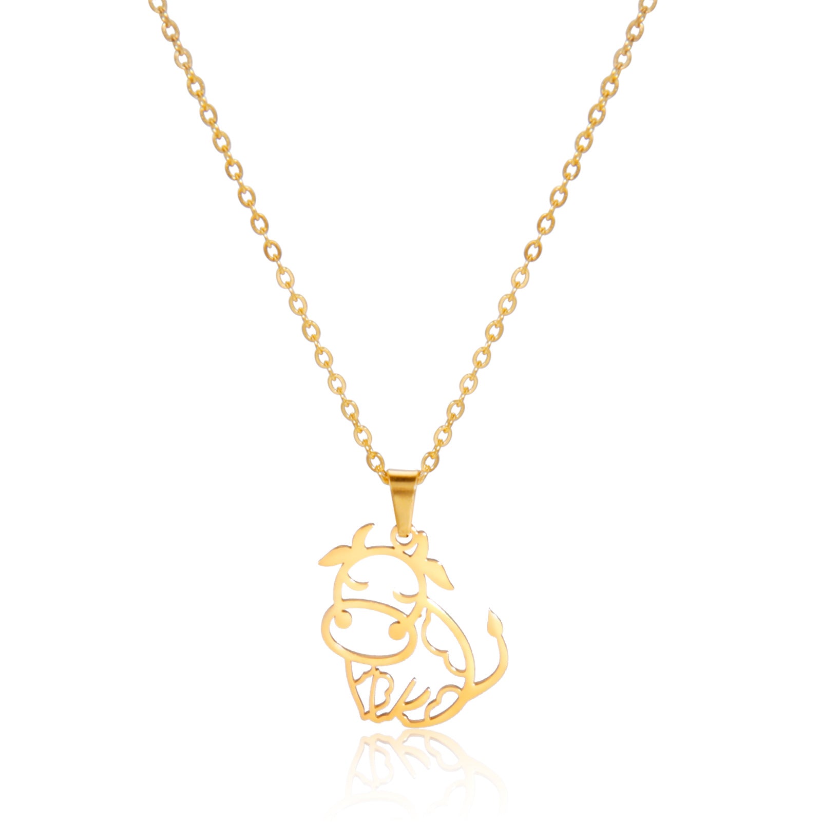 Wholesale Animal Shaped Cute Cow Gold Plated Necklace