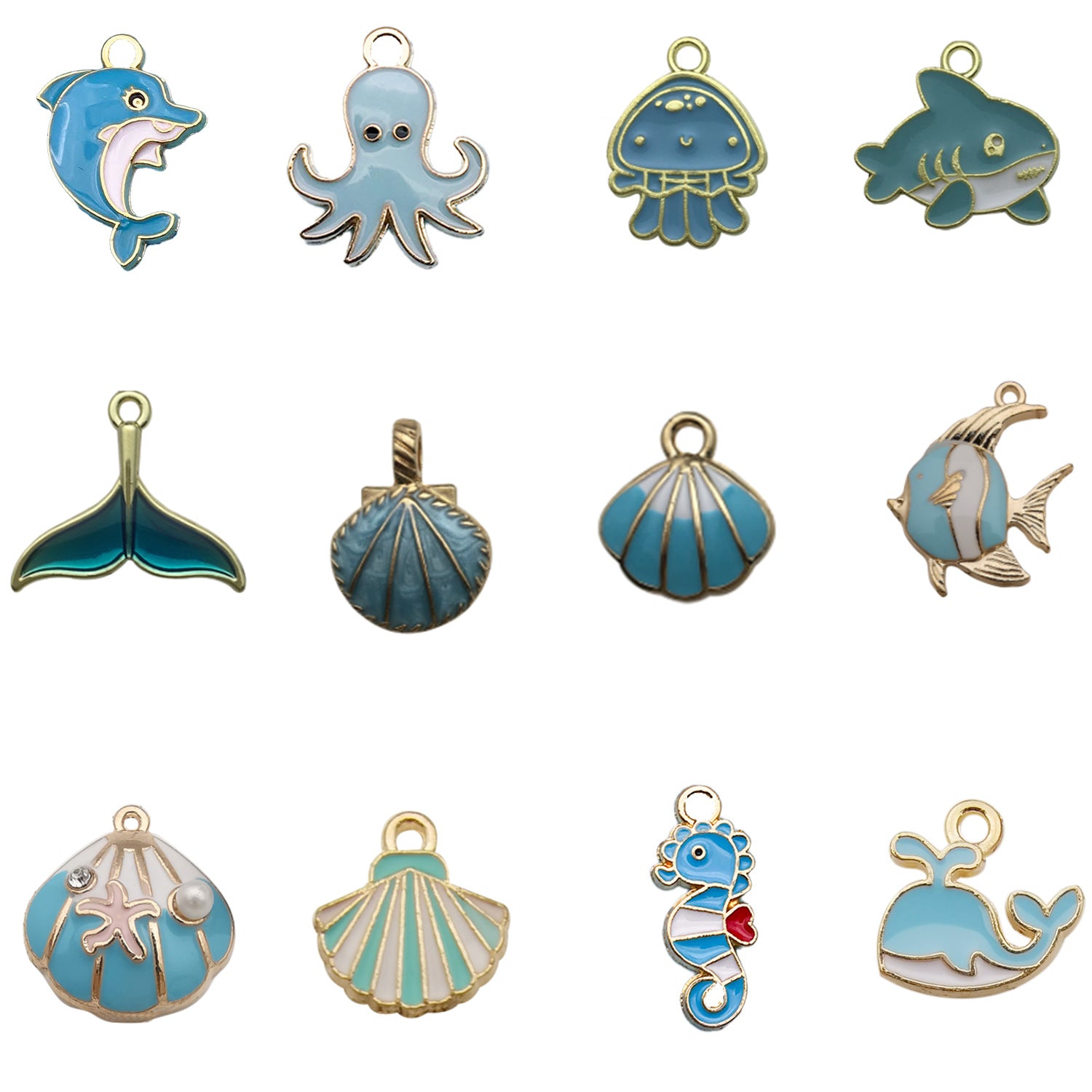 Wholesale Cute Cartoon Dropping Oil Dolphin Octopus Alloy DIY Necklace Pendant Accessories