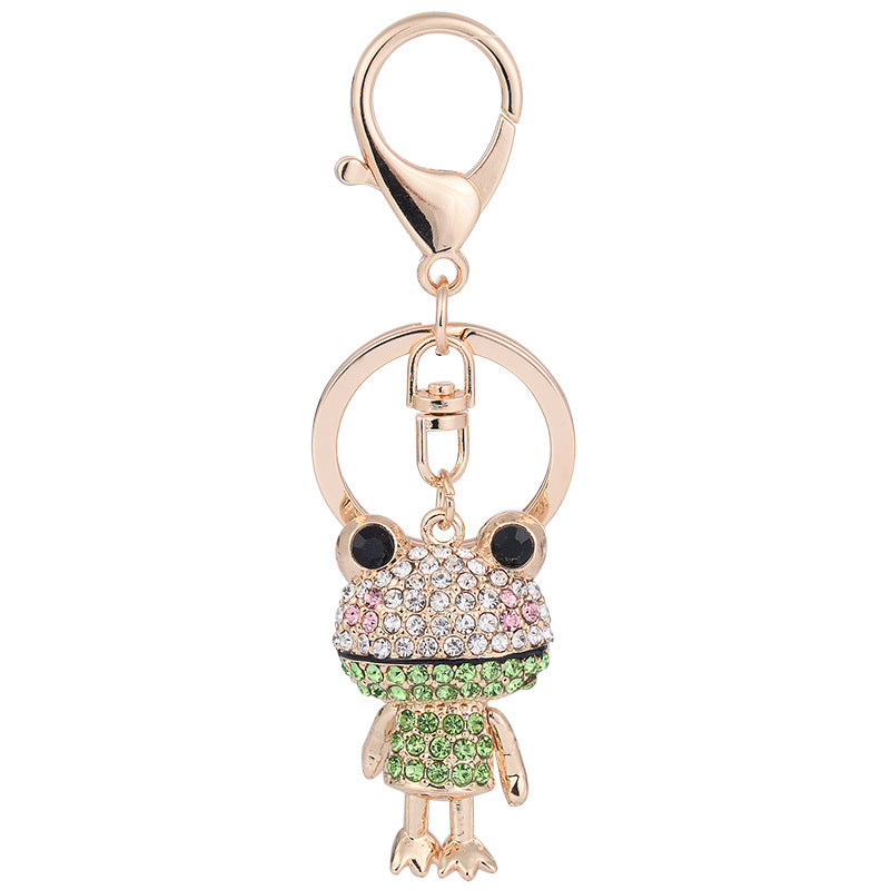 Wholesale Metal Cute Frog Inlaid Diamond Keychains