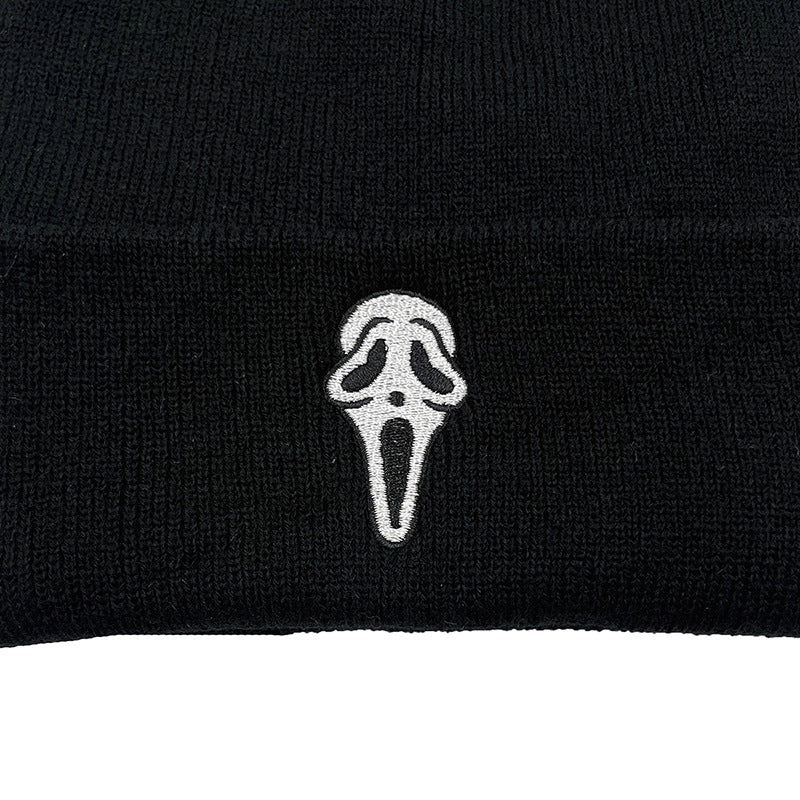 Wholesale Scream Mask Grimace Embroidered Woolen Knitted  Acrylic Hat