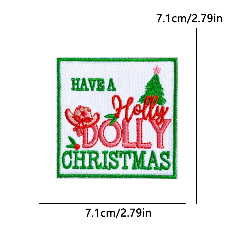 Wholesale Polyester Cartoon Christmas Letter Embroidered Patches For Clothing Hats Phone Cases DIY Decorative Accessory