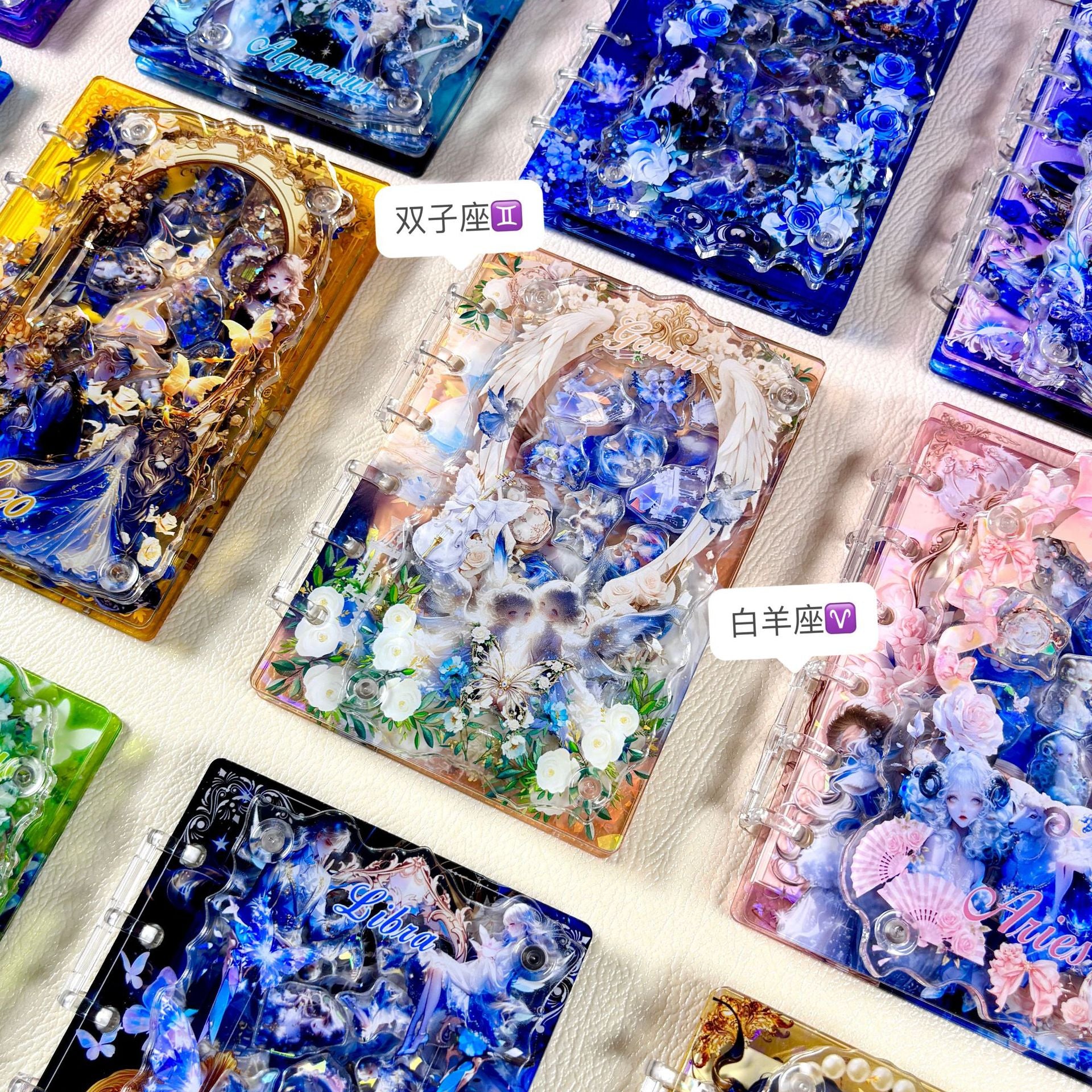 Wholesale Twelve Constellations Acrylic Shaker Book A7 Loose-leaf Notebook