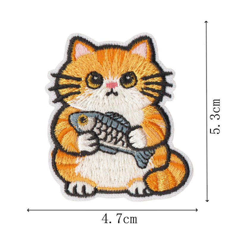 Wholesale 9 Piece Cute Cat Embroidery Patches Iron On DIY Decorative Accent For Clothing Bags