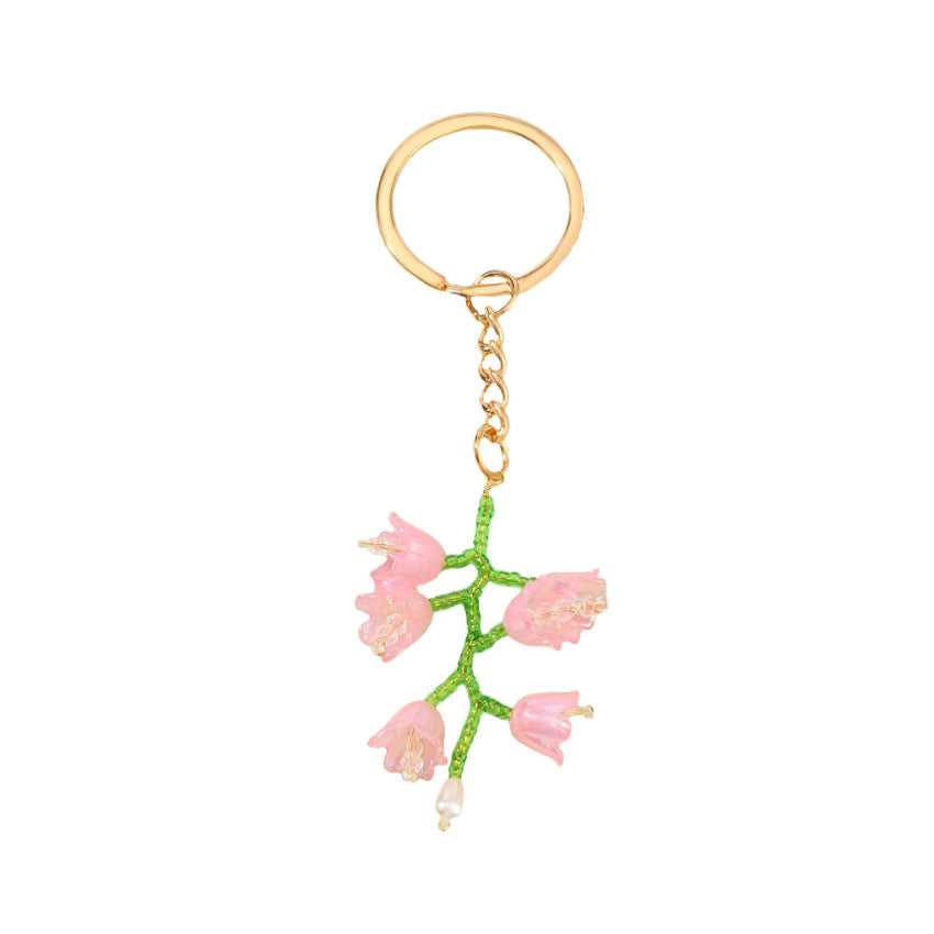 Wholesale Plastic Beaded Tulip Flower Keychain