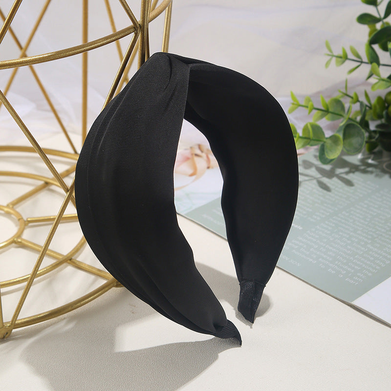 Wholesale Solid Color Knotted Fabric Wide Edge Headband