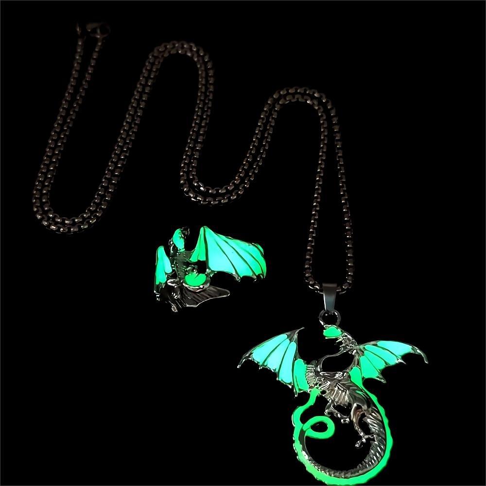 Wholesale Luminous Flying Dragon Pendant   Pterosaurus Ring  Alloy Set