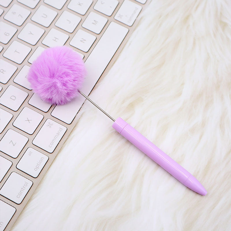 Wholesale New Style Fluffy Ball Beaded Pen Creative DIY Handmade Plastic Fluffy Ball Beaded Ballpoint Pen High Color Value Fluffy Pen Can be Wraped