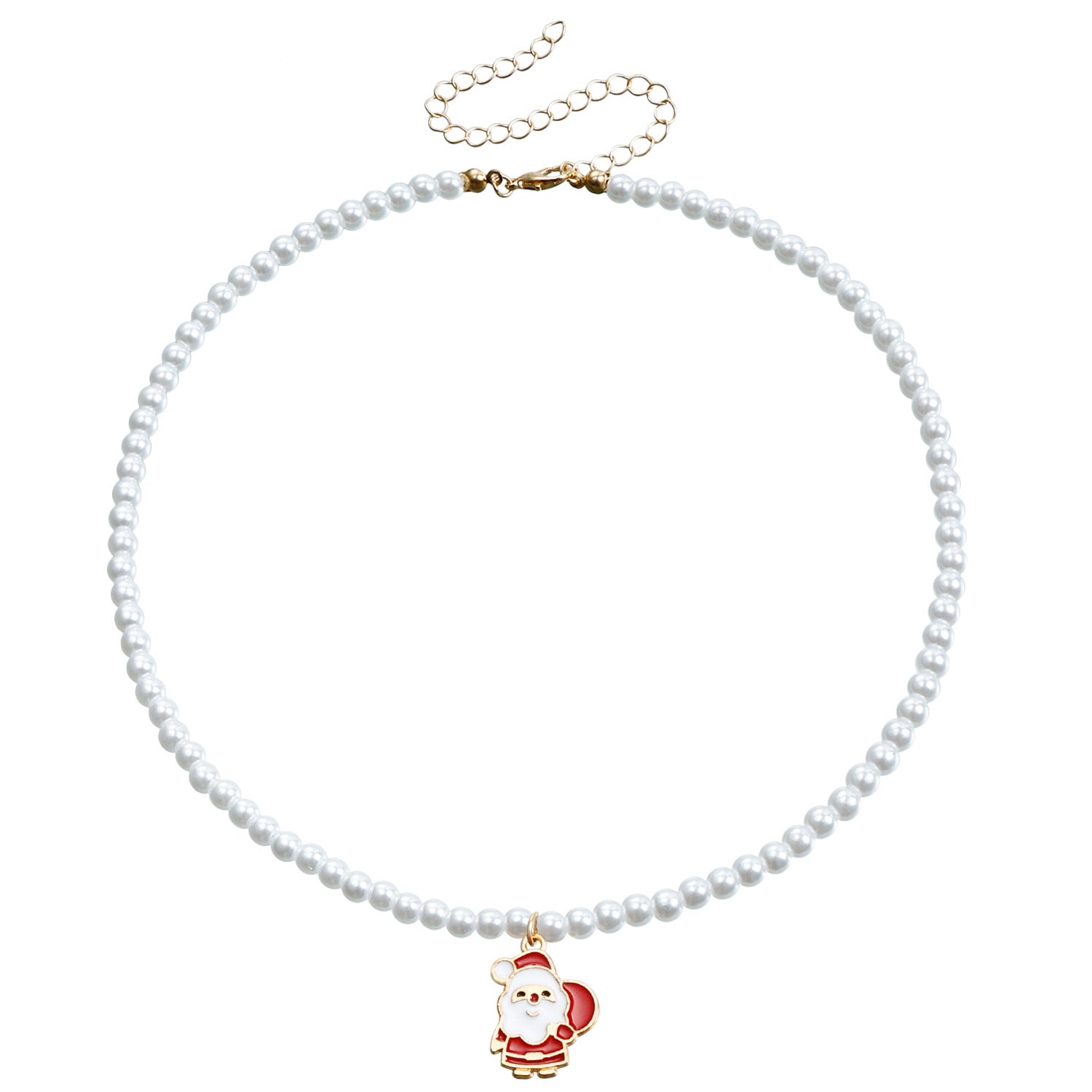 Wholesale Pearl Drop Oil Snowflake Bell Christmas Tree Necklace Sweater Chain