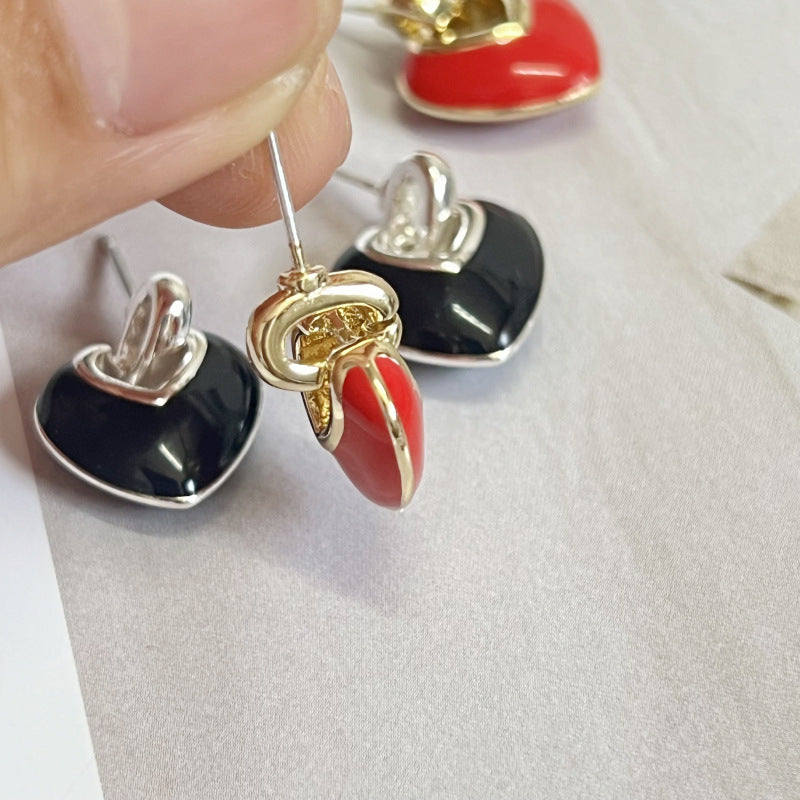 Wholesale Heart shaped Double sided Glaze Drop Earrings