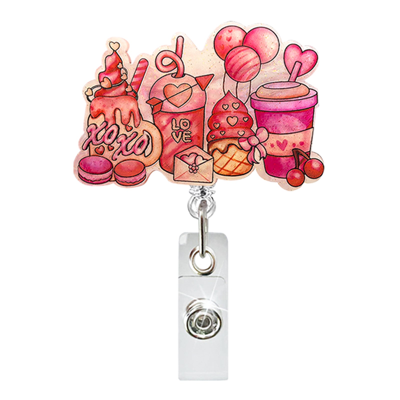 Wholesale New Acrylic Valentine' s Day Love Retractable Rotating Badge Reel Medical