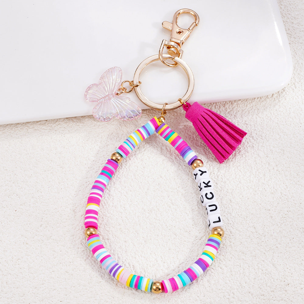 Wholesale Handmade Beaded Accessories English Letter Keychain