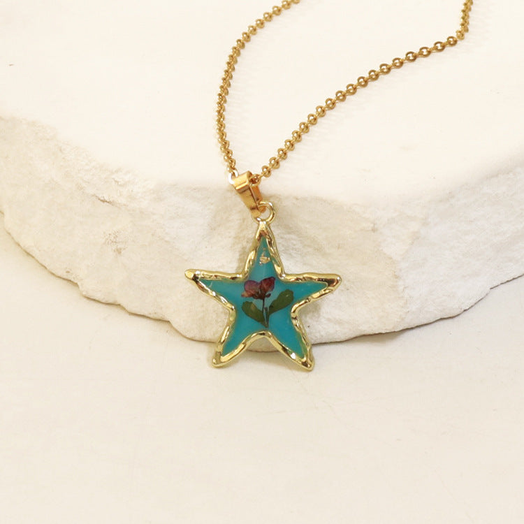 Wholesale 6pcs Real Flower Dried Flower Pendant Immortal Flower Colorful Epoxy Real Flower Necklace