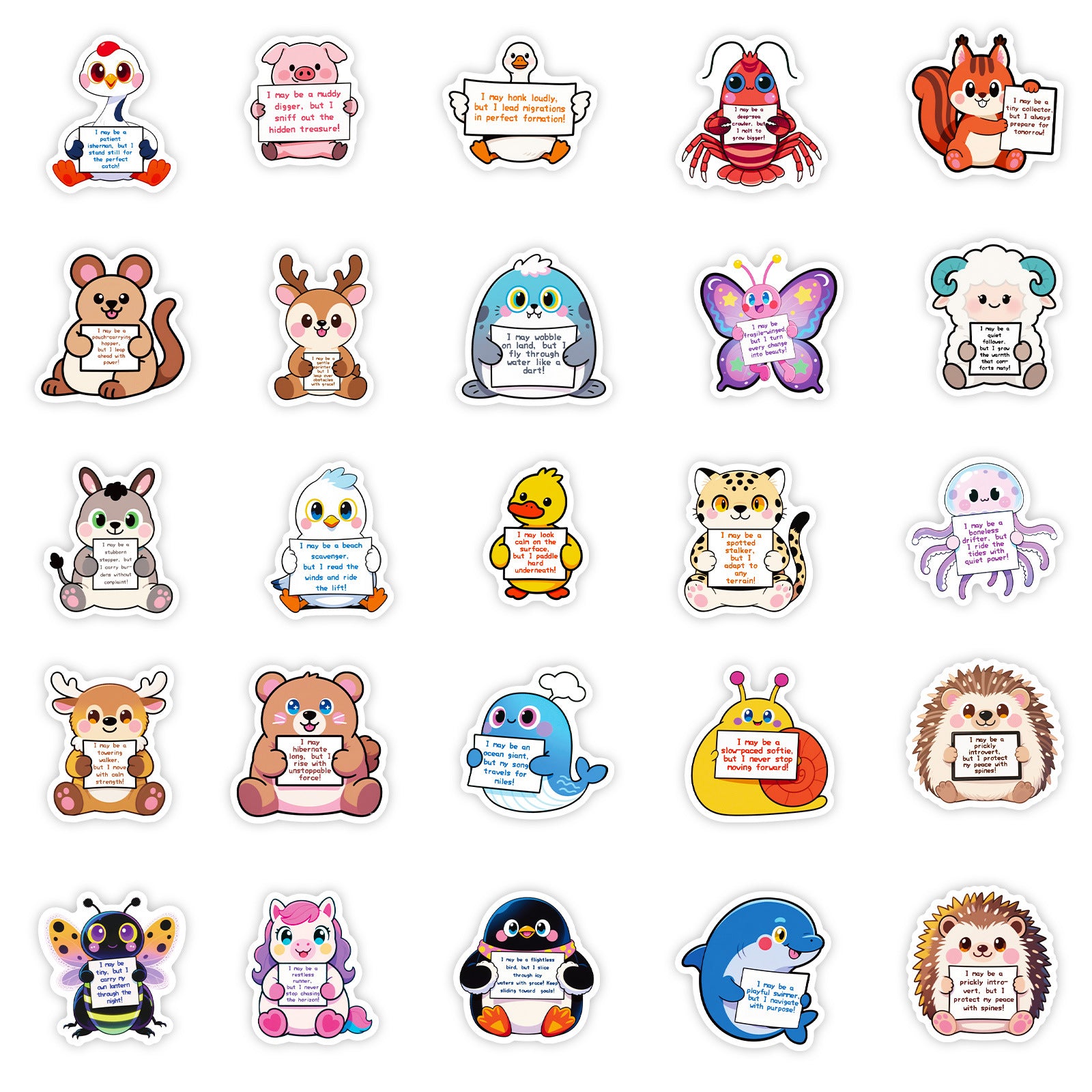 Wholesale 56PCS/ PACK Cartoon Animal Motivational Text Stickers