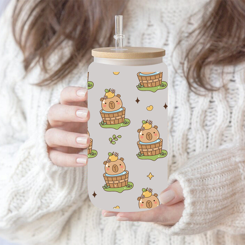 Wholesale Rainbow Flower Cartoon Animal 16oz Cup UV DTF Wraps OLY Exclusive