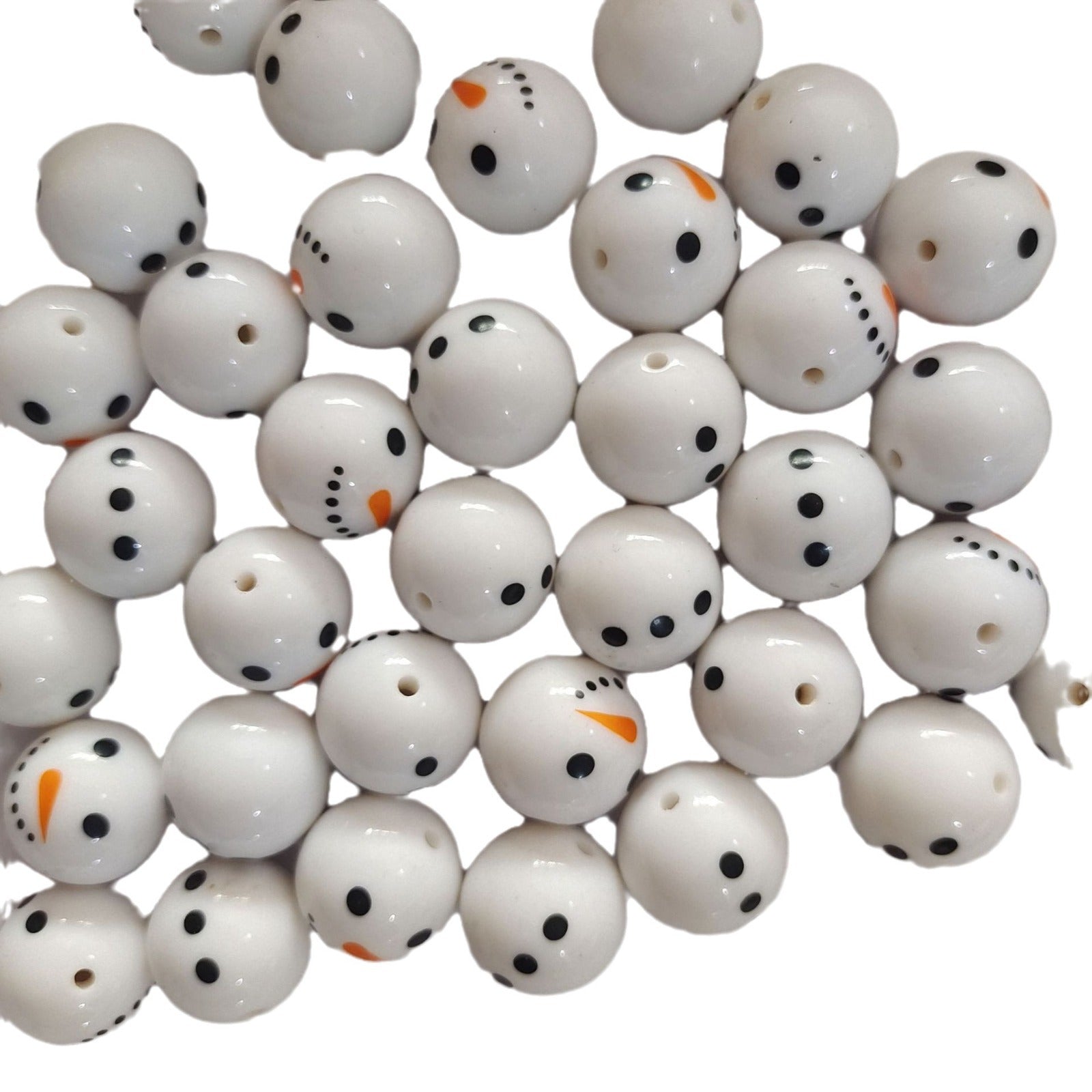 Wholesale 5PCS 20MM Acrylic Two -color Snowman Printing Bead