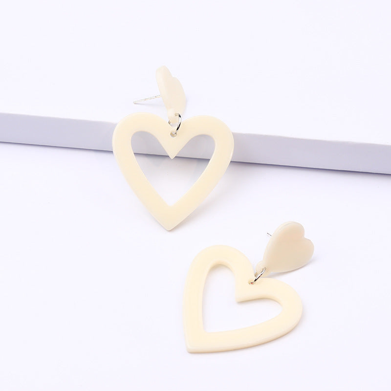 Wholesale Colorful heart-shaped big water droplets  Acrylic Earrings