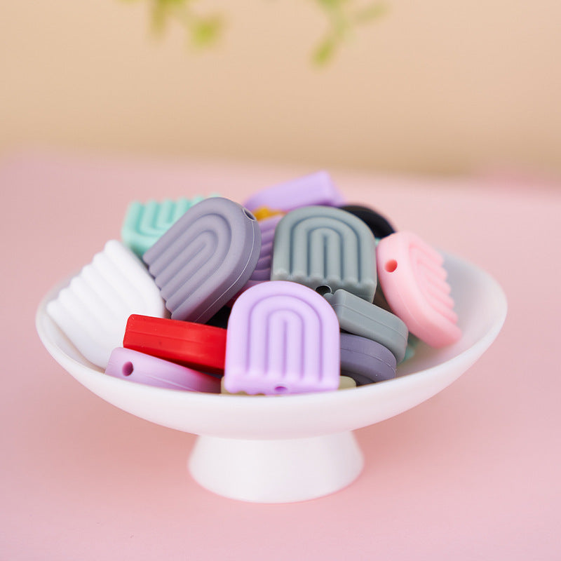 Wholesale 20PCS Solid Color Arch Rainbow Silicone Beads