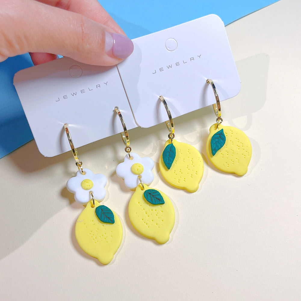 Pendientes de piña de fruta tropical de cerámica suave de verano al por mayor