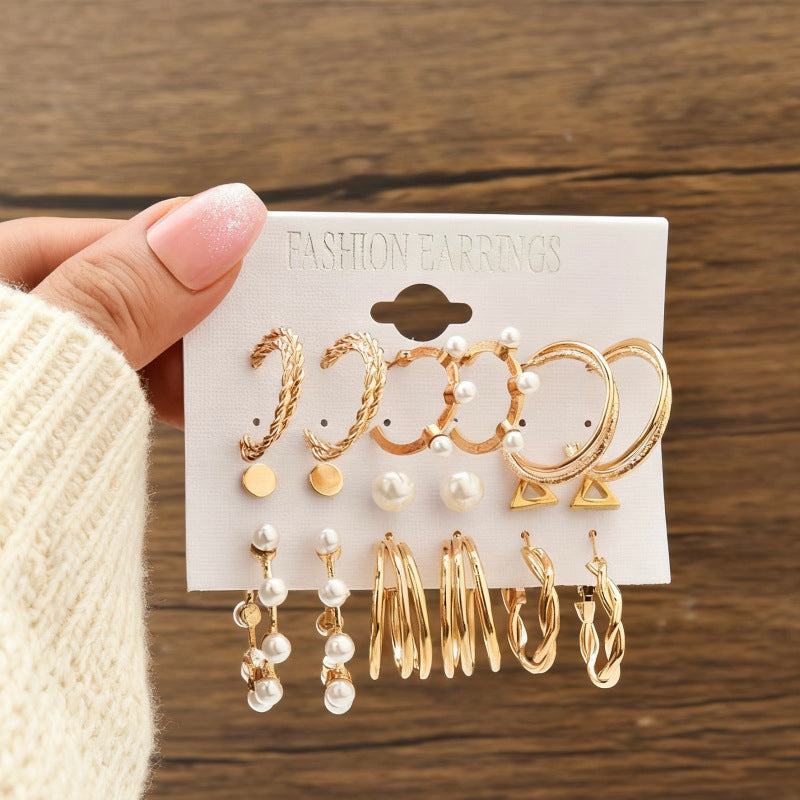 Wholesale Earrings Inlaid with Pearls Women' s Earrings Set