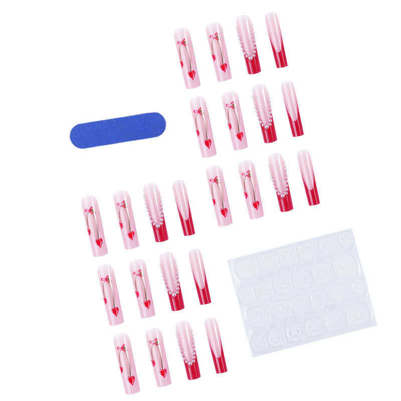 Wholesale French Heart Pearl Wearable Press-on Nails