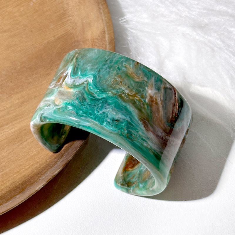 Wholesale Dyed Oil Painting Oval Wide Version Resin Ins Bracelet