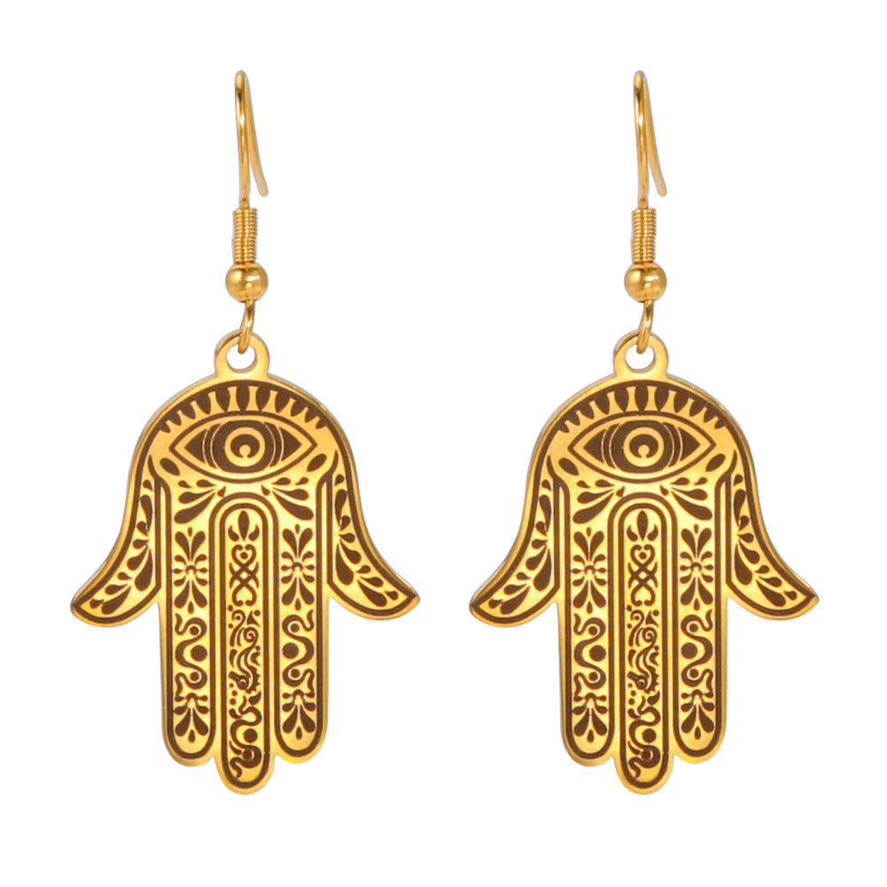 Wholesale Hand Palm Print Pendant Stainless Steel Earrings