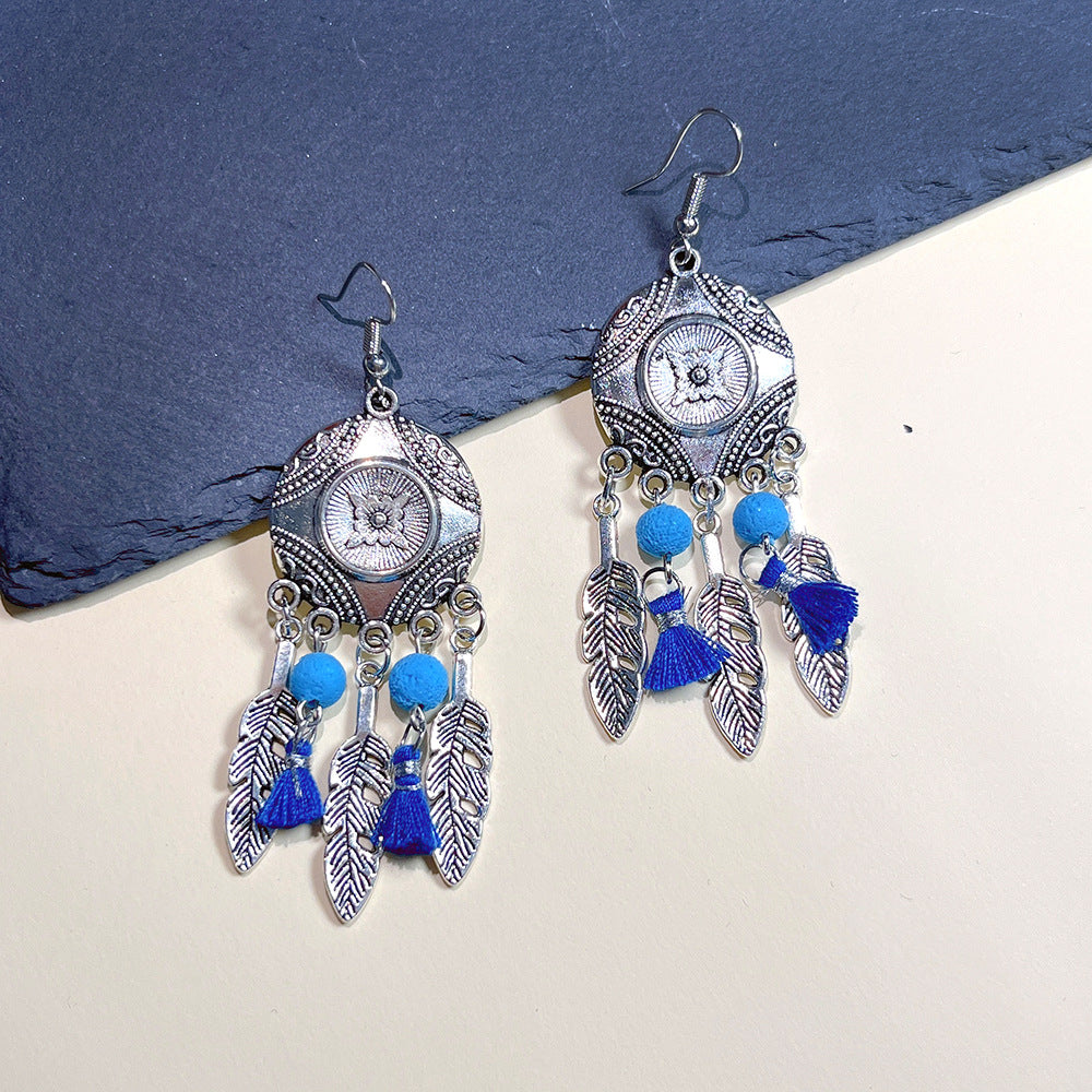 Wholesale Antique Silver Bohemian Earrings Long Metal Earrings